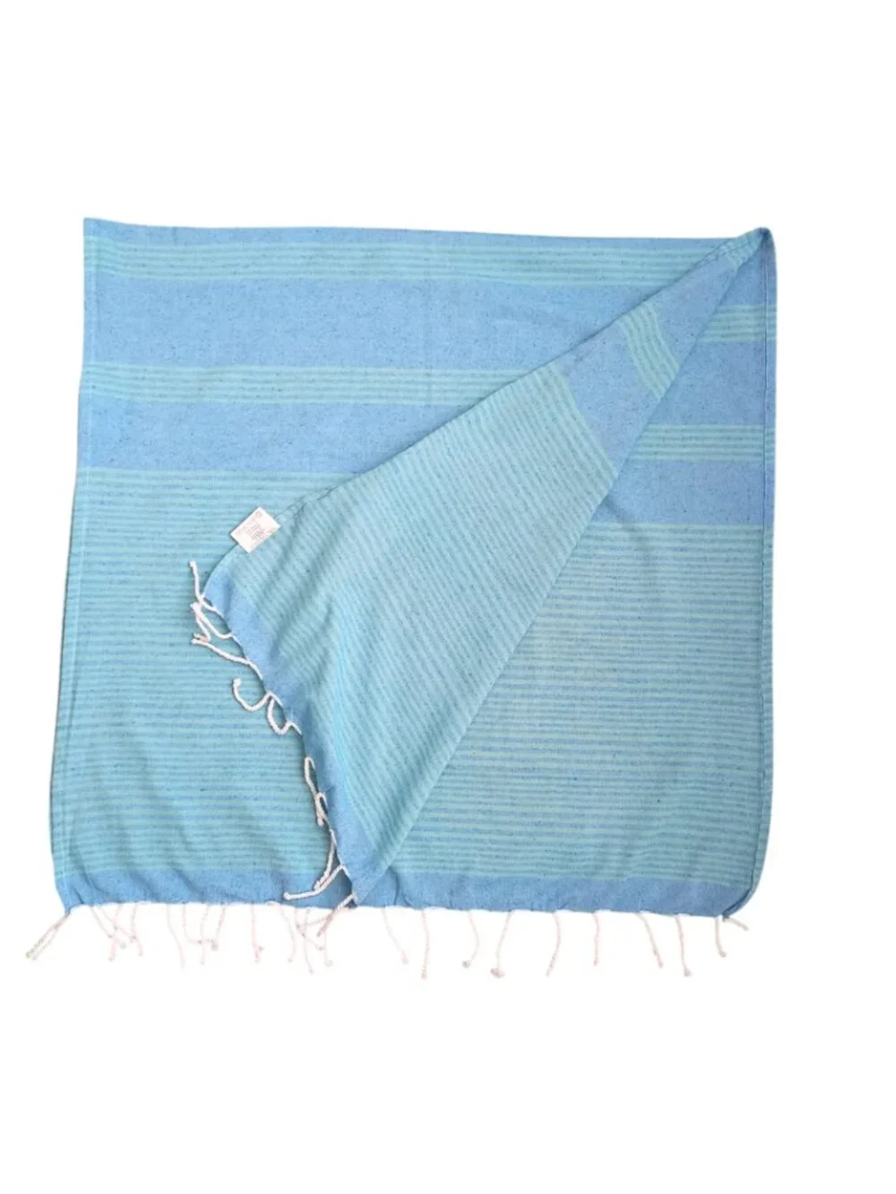 Abadia Mallorca Blue Green Fringed Scarf - Cotton Mediterranean Pareo Shawl